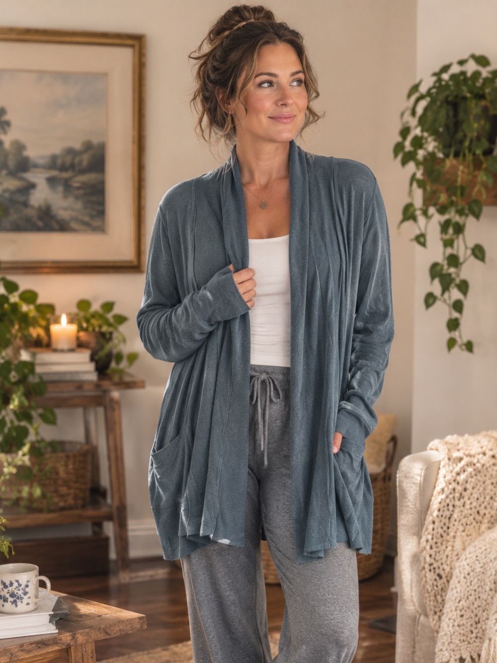 Athleta Pranayama Restore Wrap in Slate Blue